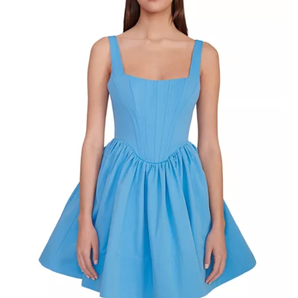 STAUD Elegant Blue Sleeveless Dress
